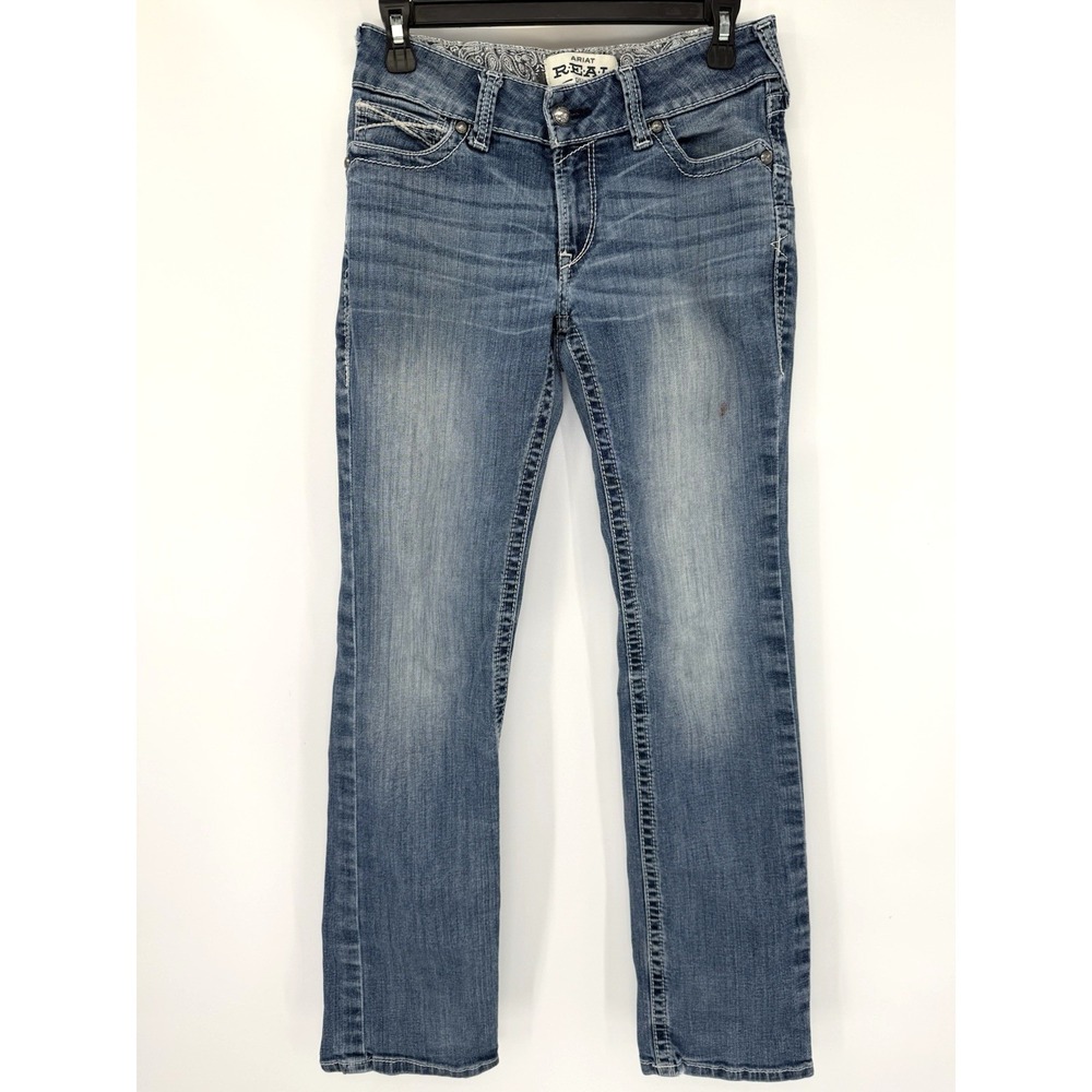 Ariat Jeans Womens 28R Blue REAL Straight Icon Rainstorm Straight Leg AR0198
